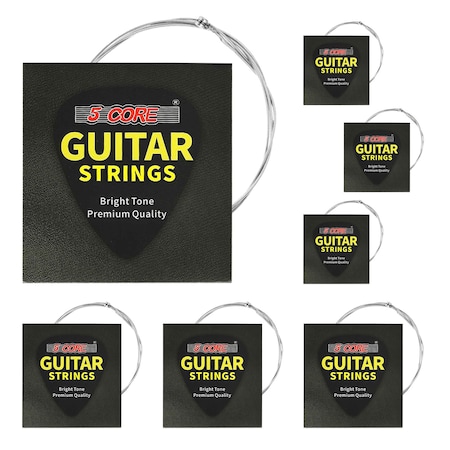 5 Core 5 Core Guitar strings Steel Acoustic 6 Pack 36 Pieces Guitar Strings guitar & bass accessories, Light, Gauge 0.010-0.048, Plain Steel, Shield Package, Corrosion-Free GS AC 6 SET GS AC 6 SET